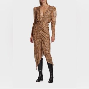 Ronny Kobo Astrid Paisley Silk Chiffon Midi-Dress size L